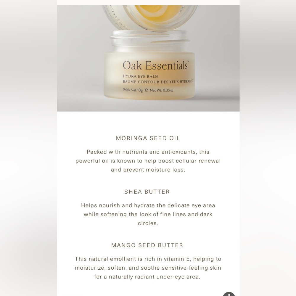 Oak Essentials x Jenni Kayne Full Sized Hydra Eye Balm 10g/0.35oz Retail $55 - Picture 8 of 16